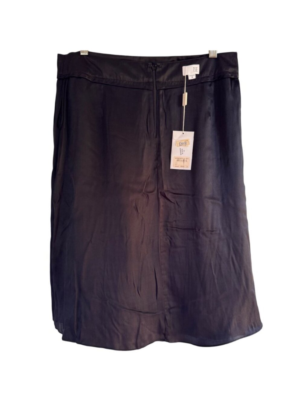 TSE Womens Pleated Black Skirt Size 12 Silk Designer Cocktail Office Career New - Picture 10 of 16